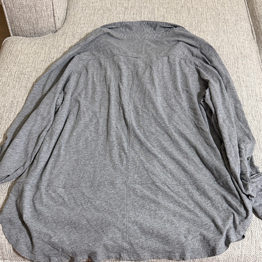 Charcoal Gray Button Down Shirt Plus Size 2X Cotton Lightweight Casual - Picture 9 of 10